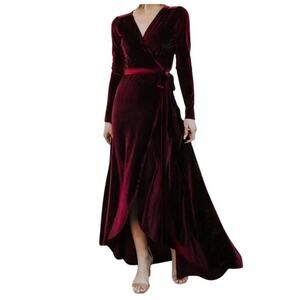 Baltic Born Burgundy Velvet Midi Dress